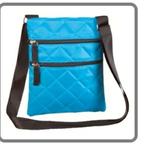 Quilted Lightweight Turquoise Crossbody Travel Mini Bag, Zipper Close Purse NWOT - Picture 2 of 3